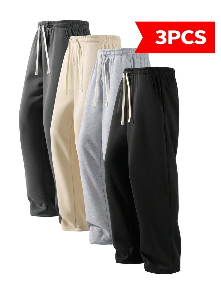 3-Piece Set Of Men's Loose Straight Sports Pants Sports Nine-Point Pants Men's Pants Multi-Piece Set Comfortable Outdoor Travel Casual Pants