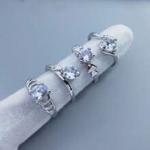 10pcs/Pack Luxury Zirconia Inlaid Zinc Alloy Women's Ring Set, Elegant Multi-Style Mixed Fashion Rings For Party, Wedding, Daily Wear, Fashion Jewelry, Best Gift, Random Delivery