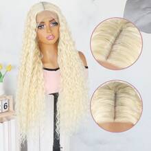 613 Light Blonde Color Synthetic Lace Front Wigs Pre Plucked Natural Hairline 32 Inch Long Kinky Curly Wig Ready To Wear Glueless Wigs 13x4x1 Middle Part Lace Front Curly Wigs For Fashion Women Daily Party Wear Heat Resistant Fiber - 金色 - 查看 7