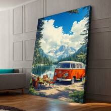 Framed Sunset Over Mountains, Clear Stream, Peaceful Scenery, Natural Oil Painting(2)Canvas  Birthday Party Decor, Mother's Day New Year Easter Gift,  Home Living Room Office Wall Decor, Perfect Gift And Wall Decoration - 裱框 - 查看 4