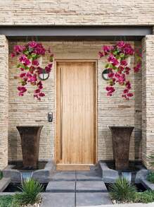 2 piezas de flores y plantas colgantes artificiales falsas para decoración primaveral exterior, para la puerta principal, porche, patio y jardín
