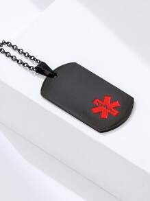 1pc - Personalized Text - Personalized Medical Alert Necklace, Engraved Ice Identification ID Tag Pendant With Chain, Can Be Engraved With ID Name, Phone Number, Pendant Necklace Custom Medical Identification Jewelry, Essential Necklace For Parents And Elders, -Give To Parents, -Give To Elders.