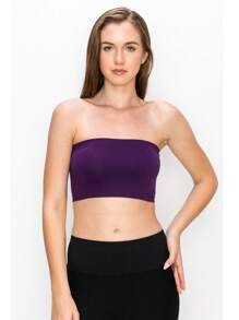 KURVE SEAMLESS MINI BANDEAU TUBE TOP - Eggplant - View 3