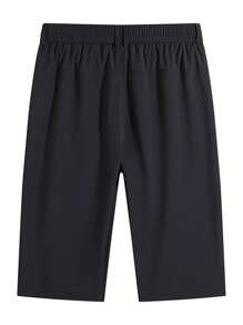 Men's Summer Quick-Dry Elastic Athletic 7-Inch Shorts With Zipper Pockets - Black - View 5
