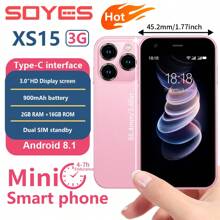SOYES هاتف ذكي SOYES XS15 3G صغير الحجم 3.0 إنش شاشة أندرويد 8.1 ، 2 جيجا بايت رام ، 16 جيجا بايت رام، ثنائي شريحة سيم، متوافق مع متجر بلاي ،هاتف 3G للفتيات حجم صغير