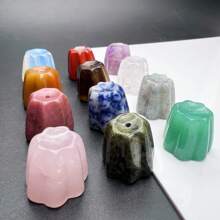 1pc Natural Crystal Incense Holder Carving Collectibles Of Colorful Gifts And Desktop Decoration For Home Interior Space Sculpture Shelf Accents Ornament For Home Office Decor