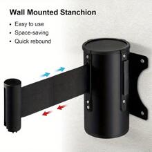 Queue Barrier Belt 5M Wall Mounted Retractable Red Security Belt Rope Barrier With Stainless Steel Support For Outdoor Ribbon Control Crowd (Black) - Black - View 8