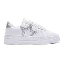 Women's White Sneakers Versatile Casual Comfortable Walking Shoes Modern Style Shiny - Blanco brillante - Ver 2