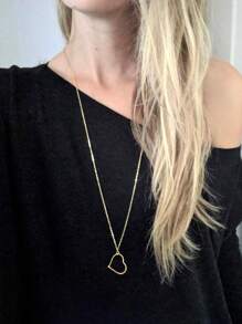 1pc Minimalist Geometry Hollow Love Pendantry Gold Long Necklace For Women Simple Silver Sweater Chain For Girls Charm Fall/Winter Jewelry For Women