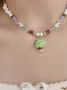 1 Stück Neue Sommer Halskette mit Kokosnusspalme, bunte Perlenkette mit Seepferdchen-Muschel, einzigartiges Design