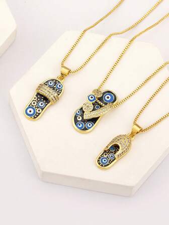 1st 18K guldpläterad kopparmaterial Vit Zirconia Skohängsmycke Halsband, Elegant Smyckespresent för Kvinnor, Alla hjärtans dag, Mamma, Mor, Mors dag, Present