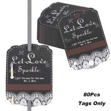 80pcs Rustic White Lace Wedding Sparkler Tags With Match Holder And Striker Send Off Exit Tags Only Tags Without Accessories For Wedding Kraft Paper Wedding Party Favours
