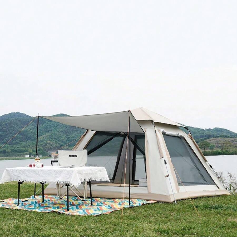 Tienda de campaña, Casa de Campaña, Tienda Superior Cuadrada para Caminatas de 3-4 Persona, Rápido Montaje, Impermeable y Portátil, Perfecto para Acampar o Hacer Senderismo - 1 - Ver 1