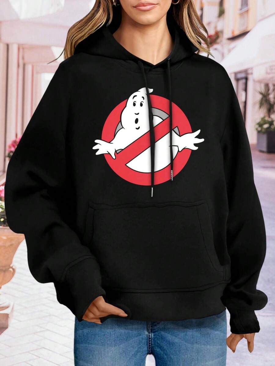 Women's Retro Gamer Hoodie The Real Ghostbusters Arcade Logo Big Size Women Hoodie (Data East Gaming Ghostbusters)