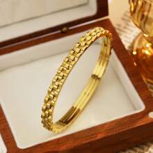 1 件优雅不锈钢手镯，简约而个性化的三层齿轮扣袖口，时尚珠宝 - 手鐲 - 查看 4