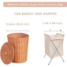 Large Mesh Laundry Bag, 24*36inch Heavy Duty Mesh Laundry Bags Drawstring Lockable, Laundry Hamper Liner, Machine Washable, For Travel,Storage, Sports Factories, Dorms, White 4pcslaundry Hamper,Washing Basketbathroom Organizer,Basket,Storage Basket,Foldable Laundry Basket - 24x36 Inch - View 2