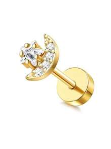 DOLOTTA 1PC 20G Brincos de cartilagem Stud para mulheres Brincos de aço cirúrgico com parte traseira plana Opala Borboleta Flor CZ Brincos de cartilagem Tragus Helix Piercing Jóias