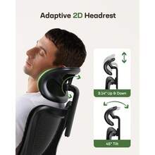 Marsail Silla ergonómica de Oficina: Silla de computadora de computadora de Oficina con Malla de Respaldo Alto y Soporte Lumbar Ajustable, sillas de Trabajo giratorias con Ruedas 3D reposabrazos y - 1 - Ver 6