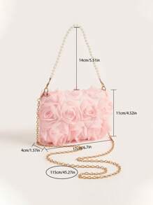 New Pearl Flower Decor Evening Clutch Handbag, Shoulder/Cross-Body Bag For Formal Dresses
