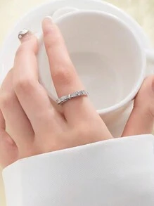 1 对奢华浪漫蝴蝶结承诺戒指，适合情侣，适合情人节、礼物、日常佩戴、妈妈、母亲、母亲节、礼物 - 復古銀色 - 查看 3