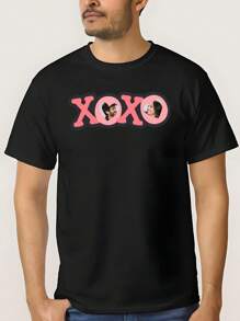 Customize Text And Photos For Men Tops T Shirts, Add Your Own Text And Pictures (LOGO/Family Photo/Selfie/Set Photo/Friend/Birthday Photo) To Design Your Personalized Printed Tee, Boy Top, Custom Top, Personalized Tee, Summer Clothing) - Black - View 2