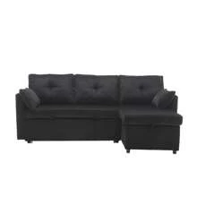 Multi-Functional Sofa Bed With Storage And Pull-Out Bed, Chaise Longue Interchangeable Sofa Bed, Sectional Sofa With Storage Seats, Modular L-Shaped Sofa, Modular Corner Sofa For Living Rooms - Negro - Ver 6