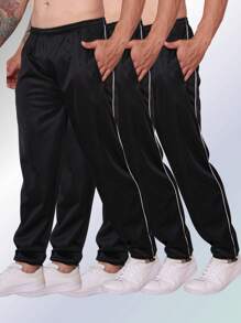Kit With 3 Chimpa Flannel Polyester Sweatpants With Adjuster On The Cuff, Zipper On The Pocket, Premium Quality - màu đen - Xem 2