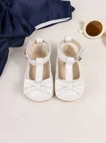 Cute Bowknot Decor Round Toe Flat Infant Princess Shoes For Girls - White - View 4