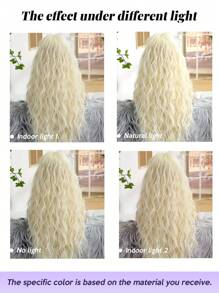 28英寸长波浪卷无刘海合成假发：外观自然，耐热，适合派对、角色扮演和日常佩戴 - 金色 - 查看 7