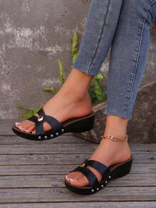 2025 Damen Keilsandalen mit dicker Sohle, Luftloch für Outdoor Tragen rutschfeste vielseitige Sommer Pantoffeln