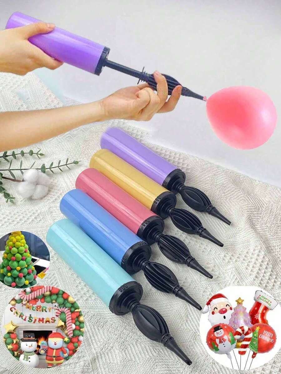 3pcs Balloon Inflator Set, Including Manual Air Pump, Portable Foot Pump And Balloon Blower, Suitable For Birthday Party, Celebration, Wedding, Balloon Inflation (Random Color) - Multicolor - View 1