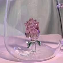 Rose Print Elegant Glass Cup, High Borosilicate Material, Heat Resistant, Easy To Clean, High-Quality Drinking, Decorative Tabletop, Suitable For Valentine's Day Gift, Afternoon Tea, Holiday Table Setting, Practical Glassware Loved By Women