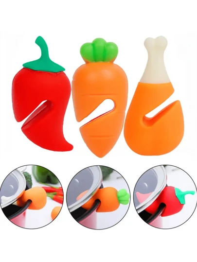 1/3/6pcs, Pot Lid Lifter, Silicone Spill Proof Lid Lifter, Creative Pot Lid Lifter, Cute Silicone Pot Lid Lifter, Kawaii Silicone Pot Lid Lifter, Heat Resistant Pot Lid Holder, Kitchen Accessories