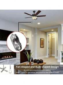 1pc Ceiling Fan Pull Chain Extender, 24-Inch Extra Long With Decorative Frosted Glass Bulb And Fan Cord, Fit All Standard 3mm Diameter Ceiling Fans And Light Fixtures Factory Pull