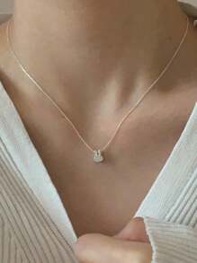 BALMORA 925纯银兔子项链，镶嵌锆石，动物锁骨链，小巧可爱，时尚简约，适合日常佩戴，情人节珠宝礼物 - 銀色 - 查看 3