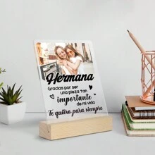 Putuo Decor 1pc Gepersonaliseerde Foto Spaanstalige Acryl Bord Met Houten Basis, Aangepaste Foto Acryl Bord Tafeldecoratie Voor Moeder/Vader/Grootmoeder/Grootvader/Zoon/Dochter/Zus/Broer/Tante/Geliefde, Gepersonaliseerde Acryl Bureaudecoratie Voor Thuis Boerderij Woonkamer Café Koffiehuis Geschenken Verjaardag Afstuderen
