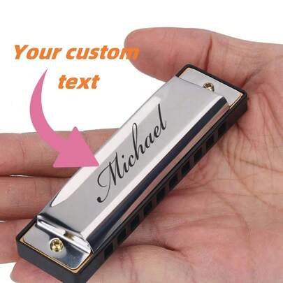 Anpassad graverad standardmunspel - Perfekt present till pappa, pojkvän eller män - Idealisk för att spela blues, jazz, folkmusik och rockmusik