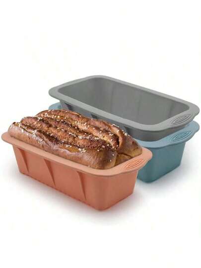 Moldes de silicona para pan en barra - Moldes para hornear pasteles, brownies, panes largos, pasteles de queso, pasteles y panes caseros, pastel de carne, ladrillos de hielo y talla grande - Set de 3 colores