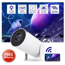 HY300 PRO Home Theater Mini Portable Projector With Autofocus & High-Definition - Black and White - View 6