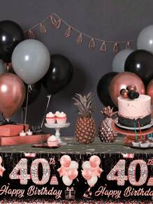 1Pc Birthday Tablecloth,Disposable Rose Gold Table Cover,40/60/50 Years Old Table Cloth, Happy Birthday Home Table Decor, Birthday Party Decoration Supplies,Table Decor,Kitchen Decor,Home Decor