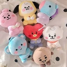 Juguetes de peluche de dibujos animados Bt21 3 tipos 25 cm juguetes blandos grandes, juguetes de peluche animales de peluche personajes divertidos de moda muñecas regalos - gris pardo - Ver 3