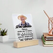 Putuo Decor 1pc Gepersonaliseerde Foto Spaanstalige Acryl Bord Met Houten Basis, Aangepaste Foto Acryl Bord Tafeldecoratie Voor Moeder/Vader/Grootmoeder/Grootvader/Zoon/Dochter/Zus/Broer/Tante/Geliefde, Gepersonaliseerde Acryl Bureaudecoratie Voor Thuis Boerderij Woonkamer Café Koffiehuis Geschenken Verjaardag Afstuderen