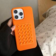 Husă de protecție pentru telefon mobil, din silicon moale, portocaliu, cu model din piele și ventuză, compatibilă cu 17/17Air/17PRO/17PROMAX/16/7/8/11/12/13/14/15/X/XR/Xs/Plus/Pro/Pro Max/SE2