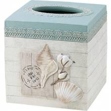 Tissue Box Cover, Countertop Accessories, Farmhouse Chic Home Decor (Farmhouse Shell Collection)