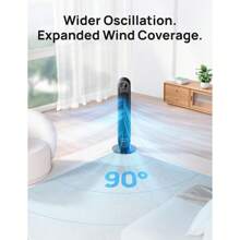 Dreo - Ventilador Nomad One Tower de 36 pulgadas con mando a distancia, ventilador de refrigeración silencioso de 24 pies/s, ventilador oscilante de 90° con 4 velocidades, 4 modos, temporizador de 8 horas, ventilador sin aspas, ventiladores de pie, negro, (DR-HTF007) - 1 - Ver 5