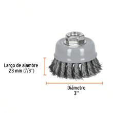KIT 4 PZ-Carda copa 3' alambre trenzado , Multi-rosca, Truper - Plateado - Ver 3