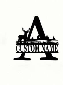 An Iron Wrought Custom Flower Last Name Logo Last Name Logo Personalized Metal Outdoor Men's Split Monogram Split Logo Family Valentine's Day Gift Housewarming Gift Father's Day Independence Day Party Summer Graduation School Season Decorations Gifts Birthday