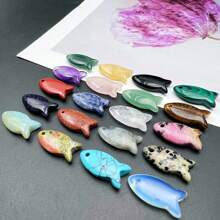 1pc Natural Crystal Fish Carving Figurine Statue Palm Stone DIY Jewelry Accessories Animal Figurine Sculpture Pocket Stone For Home Office Feng Shui Decoration Collectible Ornament - Multicolor - View 6