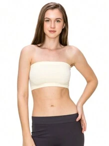 KURVE SEAMLESS MINI BANDEAU TUBE TOP - Cream - View 1
