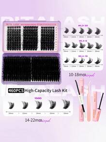 RITALASH RITALASH 460PCS D Curl Clusters Kit Wispy Eyelash Clusters Lashes Natural DIY Lash Extension Kit Cluster Eyelash Extensions Kit D Curl Individual Lashes Cluster Eyelashes For Eyelash Extension